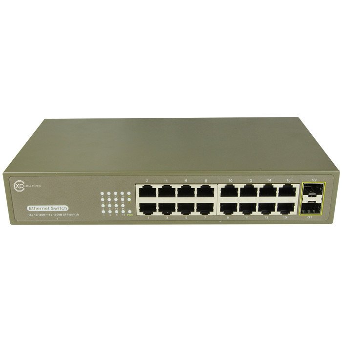 XPS-1100-18 - 16 port 10/100TX + 2 port 100/1000 SFP Yönetilemez Switch