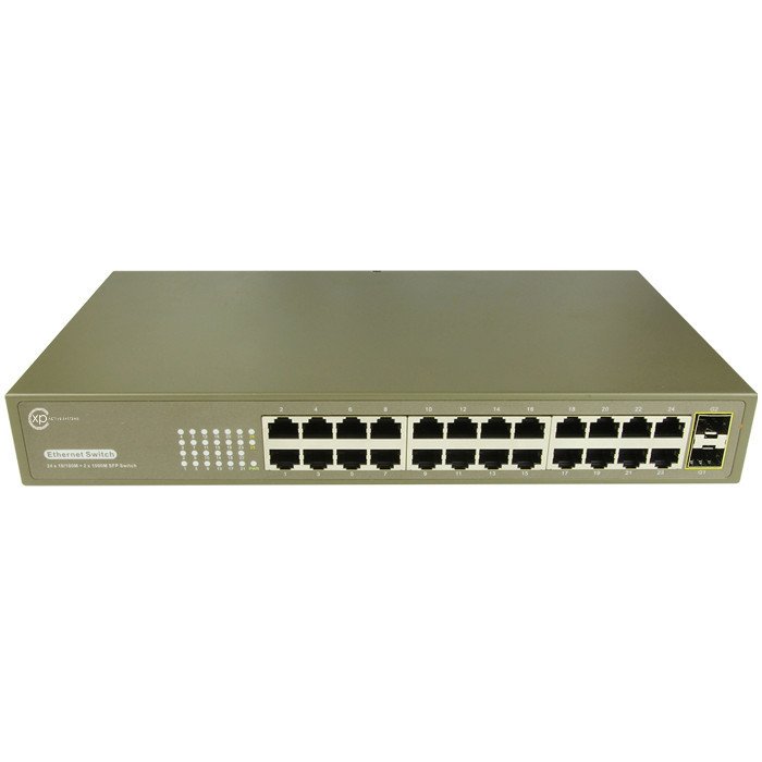 XPS-1100-26 - 24 port 10/100TX + 2 port100/1000 SFP Yönetilemez Switch