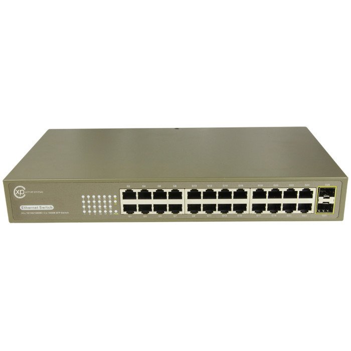 XPS-1200-26 - 24 port 10/100/1000T + 2 port 100/1000 SFP Yönetilemez Switch
