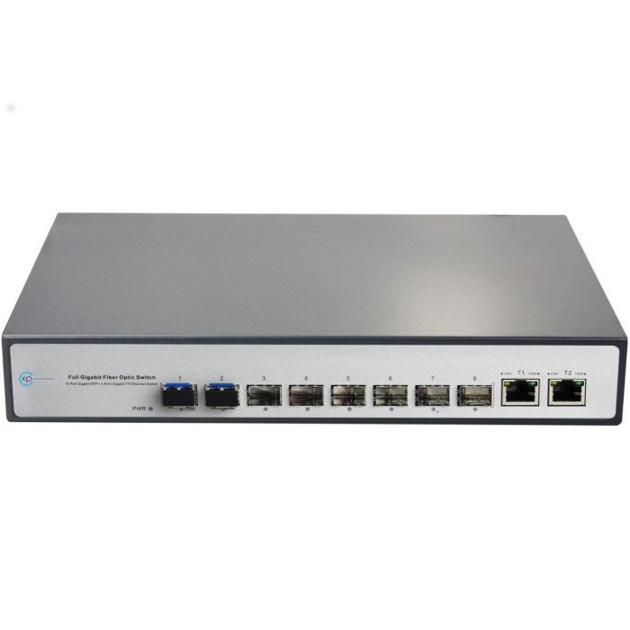 XPS-1200-10F - 8 port 100/1000 SFP + 2 port 10/100/1000T Yönetilemez Fiber Switch