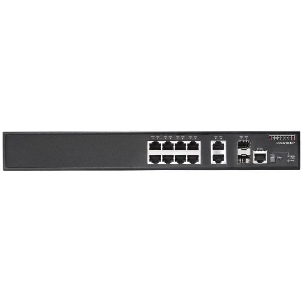 ECS4210-12P - 8 port 10/100/1000 PoE + 2 port Gigabit Uplink + 2 port 100/1000 SFP Uplink L2+ Yönetilebilir PoE Switch