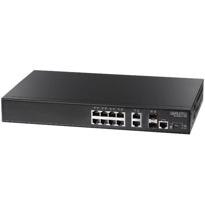 ECS4210-12P - 8 port 10/100/1000 PoE + 2 port Gigabit Uplink + 2 port 100/1000 SFP Uplink L2+ Yönetilebilir PoE Switch
