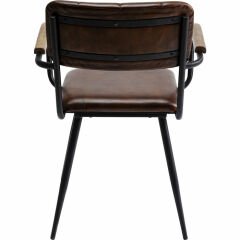 Chair with Armrest Salsa Leather Brown Sandalye