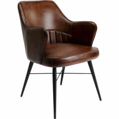 Chair with Armrest Rumba Leather Brown Sandalye