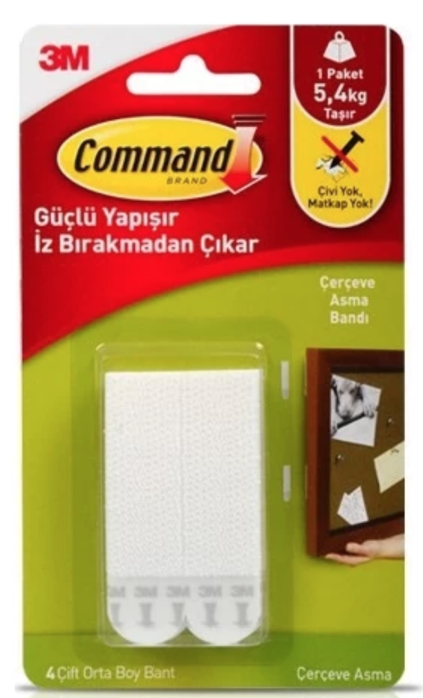 3M Command 17201 Orta Boy Cırt Bant 4 Paket