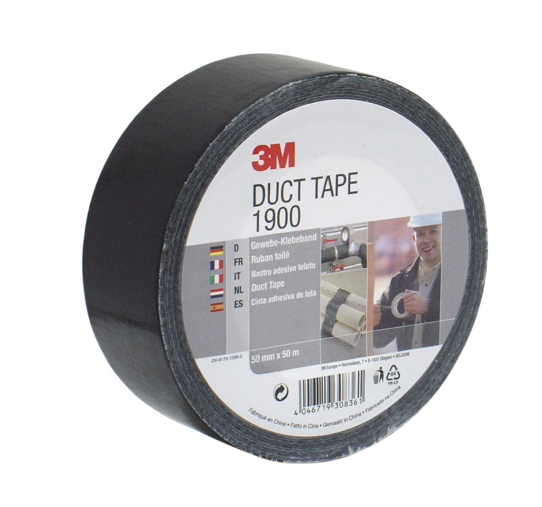 3M 1900 Bez Bant (Duct Tape) Siyah Renk 50mm*50mt 12 Rulo
