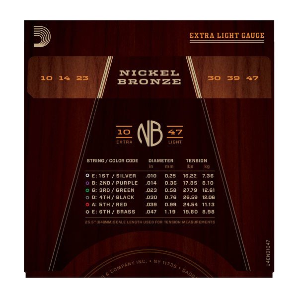 Daddario NB1047 Akustik Gitar Tel Seti Nickel Bronze X Lite 10 47