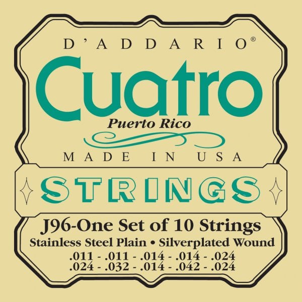 Daddario J96 Akustik Gitar Teli CUATRO PUERTO Silver