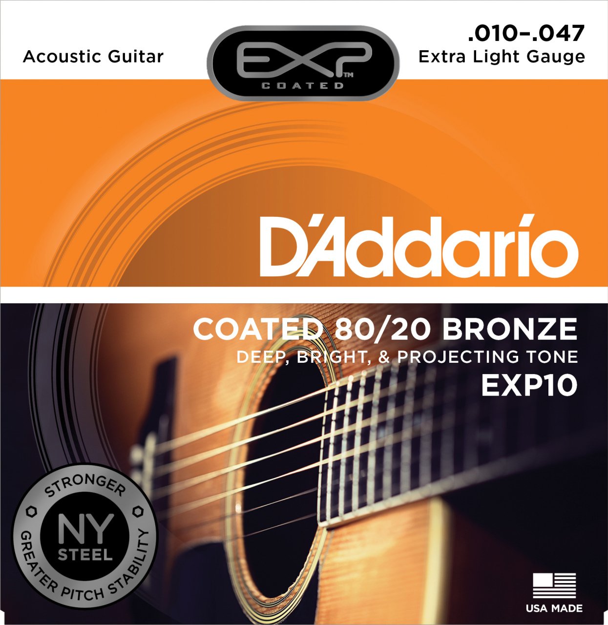 Daddario EXP10 Akustik Tel Set Extra Light (.010) Coated