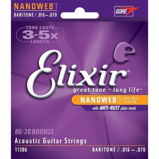 Elixir 016-070 Nanoweb Bariton Akustik Gitar Tel Seti