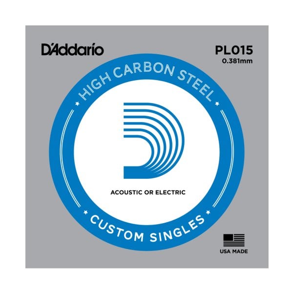 Daddario PL015 Elektro Tek Tel Plain Steel 015