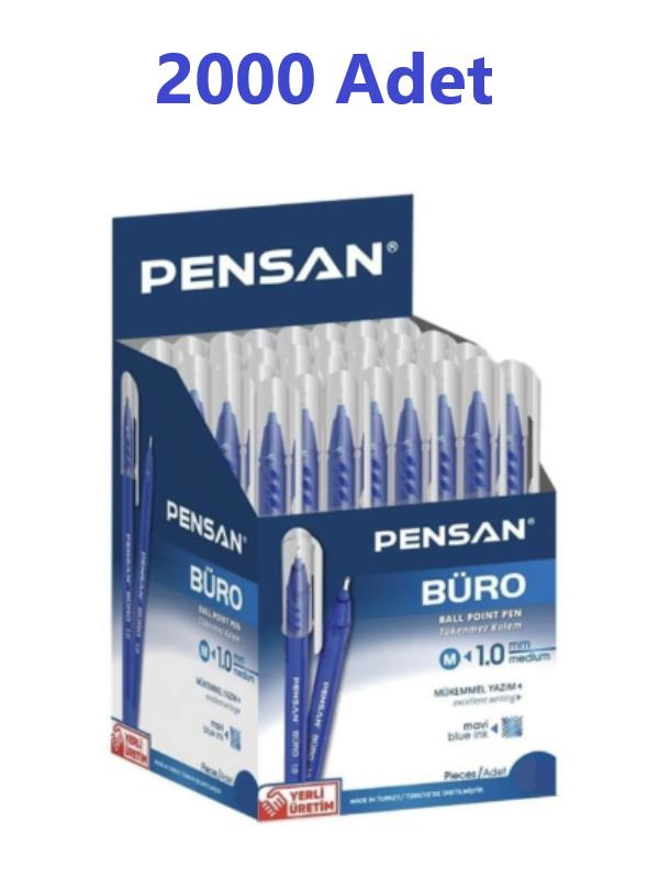 PENSAN TUKENMEZ KALEM BURO 1mm MAVI 2000LI KOLI