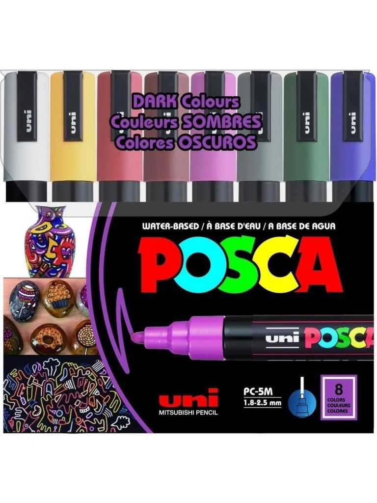 UNI POSCA MARKORU PC-5M/8C DC 1.8-2.5 KOYU RENK 8L