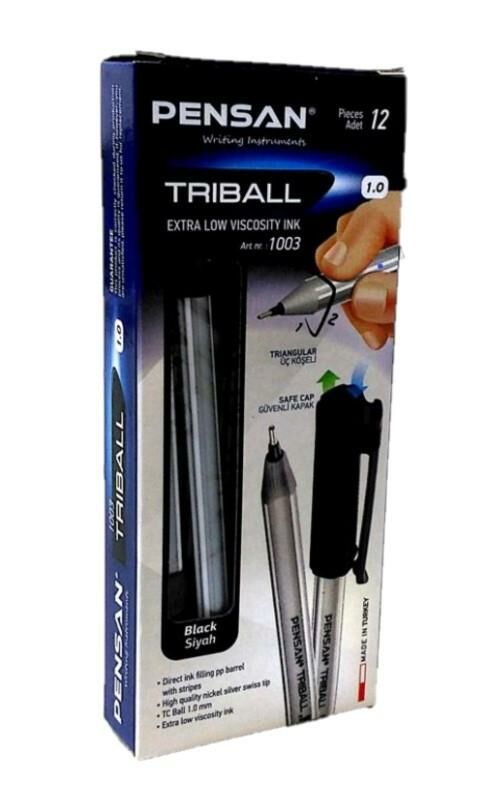 PENSAN TUKENMEZ KALEM TRIBALL SIYAH 12 LI