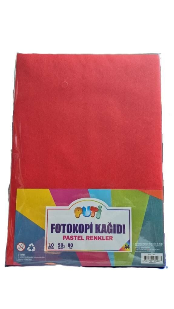 PUTI RENKLI FOTOKOPI KAGIDI 50 LI 10 RENK 12667