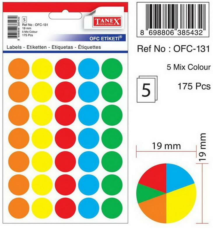 TANEX ETIKET RENKLI 19MM 350LI (131)