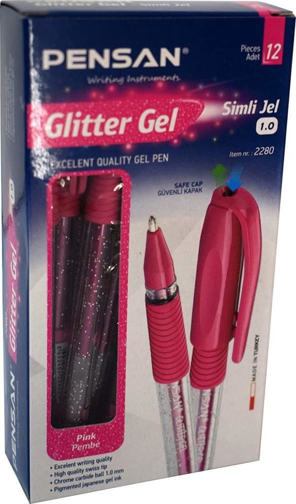 PENSAN JEL KALEM SIMLI GLITTER KIRMIZI 2280