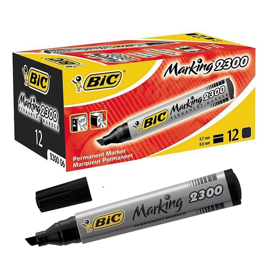 BIC PERMANENT MARKER KESIK UC 2300 SIYAH 12LI KUTU