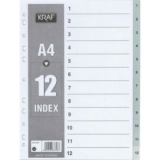 KRAF SEPERATOR PLASTIK A4 1-12 RAKAM(1012)