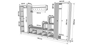 Dolaplı Askılıklı Raflı Beyaz Vestiyer Çıtasızı 295 cm VST-1072-Ç