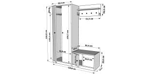 Dolaplı Askılıklı Raflı Puflu Beyaz Vestiyer Çıtasızı 130 cm VST-1085-Ç