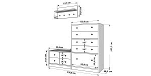 Puflu Raflı Askılıklı Çekmeceli Beyaz Vestiyer Çıtasız 130 cm VST-1108-Ç