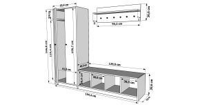 Dolaplı Askılıklı Raflı Puflu Beyaz Vestiyer Çıtasızı 194 cm VST-1090-Ç