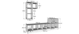 Duvar Kitaplıklı Tv Ünitesi Beyaz 227 Cm TV-1221