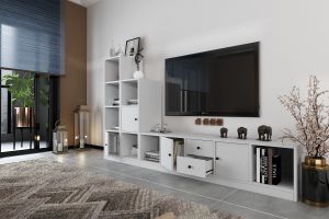 Dolaplı Çekmeceli Tv Ünitesi Beyaz 228 Cm TV-1237-Ç