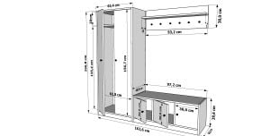 Dolaplı Askılıklı Raflı Puflu Beyaz Vestiyer Çıtasızı 162 cm VST-1089-Ç