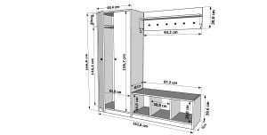 Dolaplı Askılıklı Raflı Puflu Beyaz Vestiyer Çıtasızı 162 cm VST-1086-Ç