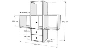 Kitaplikli Kapakli Çekmeceli Duvar Rafi Beyaz 100 Cm DVR-1096-Ç