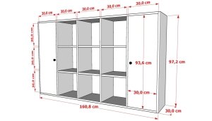 2 Kapakli Rafli Kitaplik 160 Cm Beyaz KTP-1152-Ç