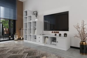 Dolaplı Çekmeceli Tv Ünitesi Beyaz 230 Cm TV-1232-Ç