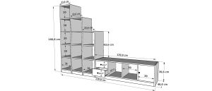 Dolaplı Çekmeceli Tv Ünitesi Beyaz 230 Cm TV-1232-Ç