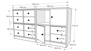 Rafli Dolapli Çekmeceli Sifonyer Beyaz 130 Cm SFN-1016-Ç