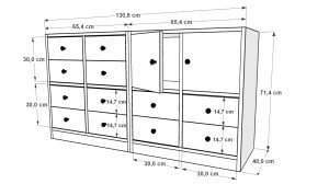 Dolapli Çekmeceli Sifonyer Beyaz 130 Cm SFN-1018-Ç