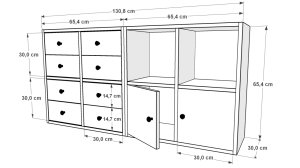 Rafli Dolapli Çekmeceli Sifonyer Beyaz 130 Cm SFN-1029-Ç