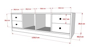 Cekmeceli Rafli Kitaplik 130 Cm Beyaz KTP-1198-C