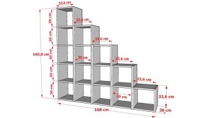 Rafli Basamakli Kitaplik 170 Cm Beyaz Mese KTP-1227