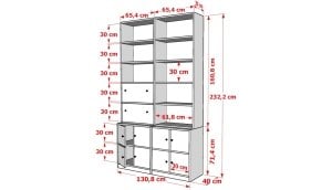 Düser Kapakli Rafli Kitaplik 130 Cm Beyaz KTP-1329-Ç