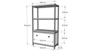 Raflı Üç Katlı Düşer Kapaklı Metal Ayakkabılık  Beyaz 69 Cm MTL-AYK-1012-B