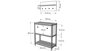 Raflı İki Katlı Düşer Kapaklı Askılıklı Metal Ayakkabılık  Beyaz 69 Cm MTL-AYK-1010-B