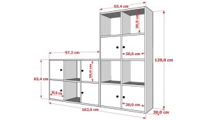 8 Kapakli Rafli Kitaplik 260 Cm Beyaz KTP-1438-Ç