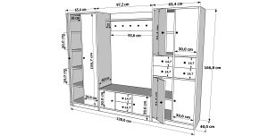 Dolaplı Askılıklı Çekmeceli Beyaz Vestiyer Çıtasızı 228 cm VST-1061-Ç