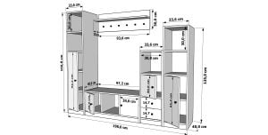 Dolaplı Puflu Raflı Askılıklı Çekmecelli Beyaz Vestiyer Çıtasız 198 cm VST-1119-Ç