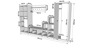 Dolaplı Askılıklı Raflı Beyaz Vestiyer Çıtasızı 295 cm VST-1073-Ç