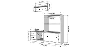 Puflu Raflı Askılıklı Çekmeceli Beyaz Vestiyer Çıtasız 130 cm VST-1103-Ç