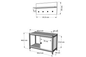 Raflı Dolaplı Askılıklı Metal Ayakkabılık  Antrasit 69 Cm MTL-AYK-1003-A