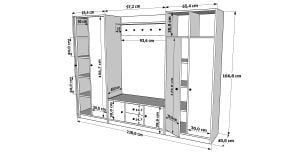 Dolaplı Askılıklı Çekmeceli Beyaz Vestiyer Çıtasızı 228 cm VST-1063-Ç